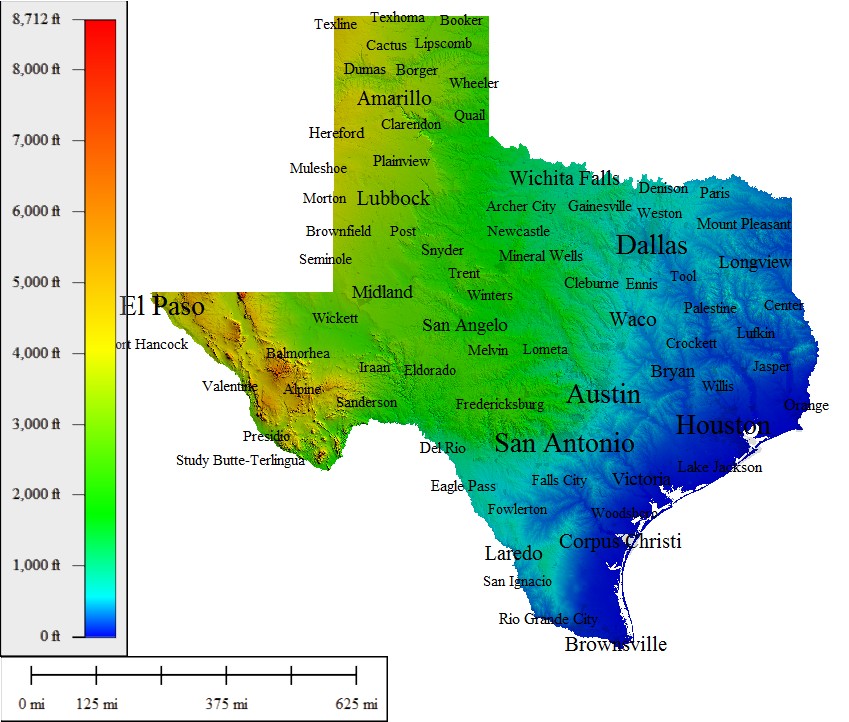 texas elevations