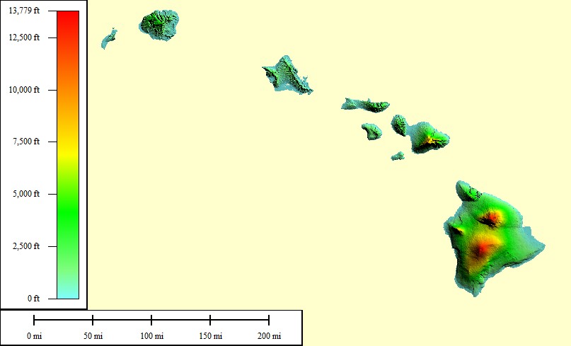 topographic maps of hawaii. Hawaii (HI) 86232 sq mi
