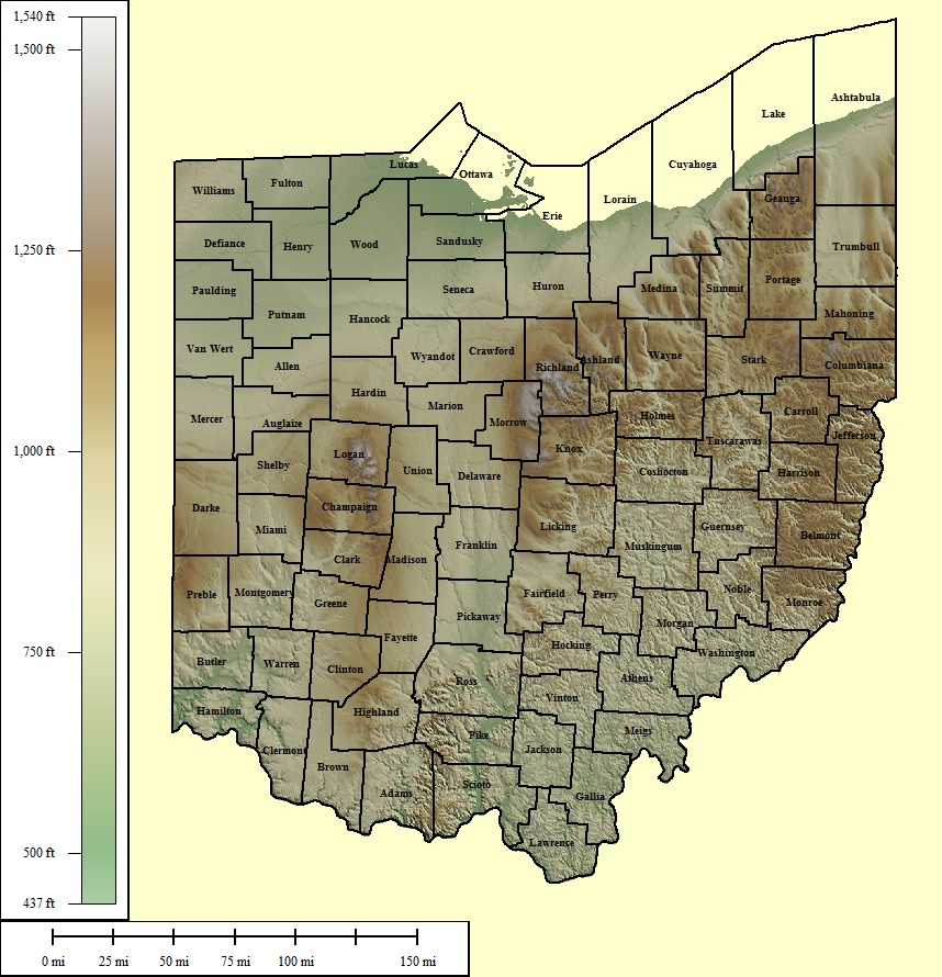 Ohio Elevation Map