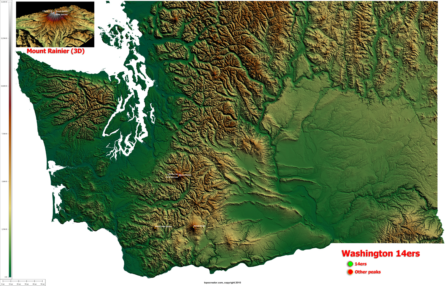 Topographical Map Of Washington State - Maps Catalog Online